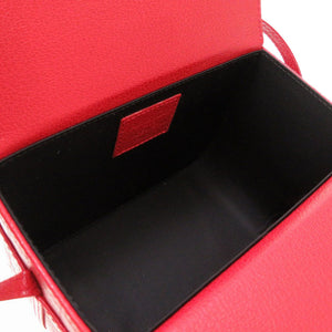 新品同様 クリスチャンディオール レディディオール カナージュ レザー レッド 赤 バニティ ポーチ バッグ 0140【中古】Christian Dior