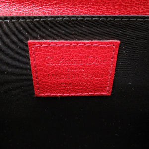 新品同様 クリスチャンディオール レディディオール カナージュ レザー レッド 赤 バニティ ポーチ バッグ 0140【中古】Christian Dior