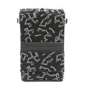 未使用 ジミーチュウ エリックヘイズ バイ ボギー キャンバス レザー シルバー金具 ブラック ホワイト フォンホルダー 0150【中古】JIMMY CHOO