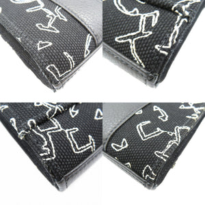 未使用 ジミーチュウ エリックヘイズ バイ ボギー キャンバス レザー シルバー金具 ブラック ホワイト フォンホルダー 0150【中古】JIMMY CHOO