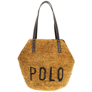 美品 ポロ ラルフローレン ラフィア ブラウン トートバッグ バッグ 茶 0154 【中古】 POLO RALPH LAUREN