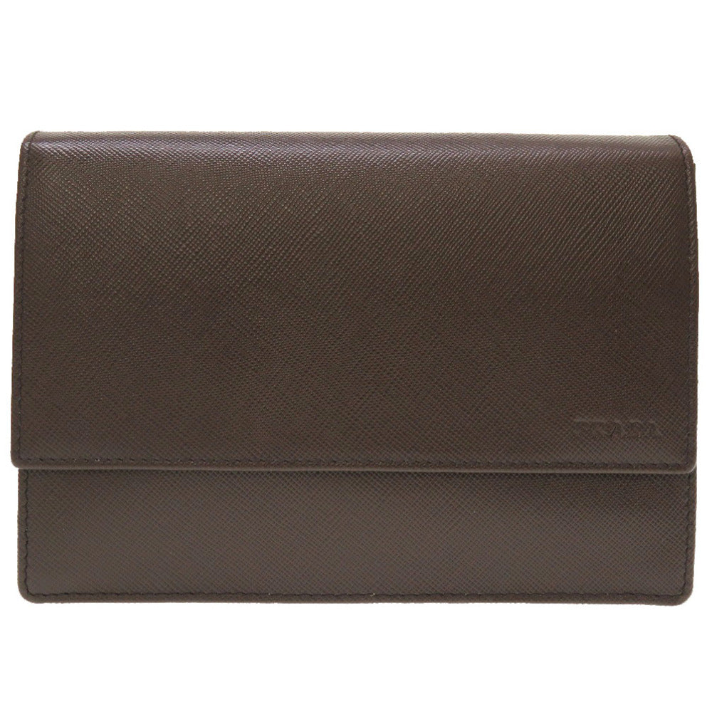 未使用 プラダ サフィアーノレザー ブラウン 2M1359 二つ折り財布 財布 茶 0155 【中古】 PRADA