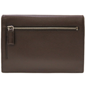 未使用 プラダ サフィアーノレザー ブラウン 2M1359 二つ折り財布 財布 茶 0155 【中古】 PRADA