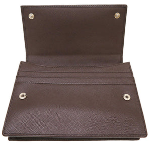 未使用 プラダ サフィアーノレザー ブラウン 2M1359 二つ折り財布 財布 茶 0155 【中古】 PRADA