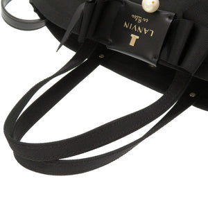 未使用 ランバン キャンバス ブラック 2WAY ハンドバッグ バッグ 黒 0157 【中古】 LANVIN レディース