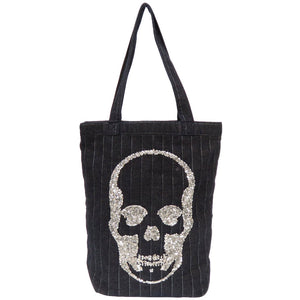 新品同様 ルシアン ペラフィネ スカル デニム スパンコール ネイビー トートバッグ バッグ 紺 0162 【中古】 Lucien Pellat-Finet メンズ