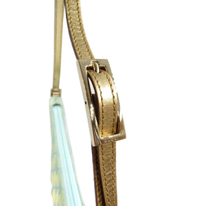 グッチ 005/0813 GGキャンバス レザー ゴールド金具 グリーン ゴールド ハンドバッグ アクセサリーポーチ 0165【中古】GUCCI