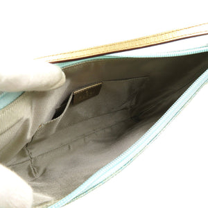 グッチ 005/0813 GGキャンバス レザー ゴールド金具 グリーン ゴールド ハンドバッグ アクセサリーポーチ 0165【中古】GUCCI