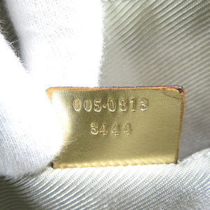 グッチ 005/0813 GGキャンバス レザー ゴールド金具 グリーン ゴールド ハンドバッグ アクセサリーポーチ 0165【中古】GUCCI