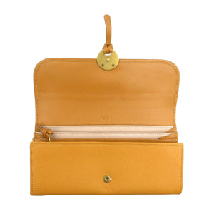 新品同様 クロエ インディー レザー ゴールド金具 ブラウン 長財布 0167【中古】Chloe