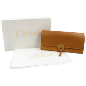 新品同様 クロエ インディー レザー ゴールド金具 ブラウン 長財布 0167【中古】Chloe