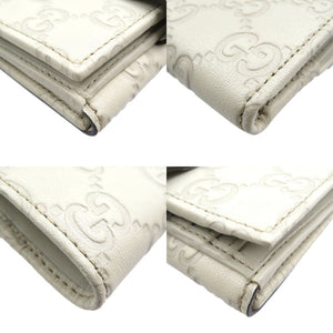 未使用 グッチ スプリクトハートモチーフ グッチシマ 203549 シマレザー ゴールド金具 アイボリー ホワイト Wホック 二つ折り財布 0168【中古】GUCCI