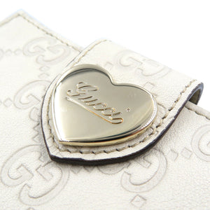 未使用 グッチ スプリクトハートモチーフ グッチシマ 203549 シマレザー ゴールド金具 アイボリー ホワイト Wホック 二つ折り財布 0168【中古】GUCCI