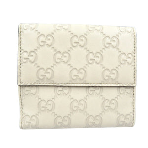 未使用 グッチ スプリクトハートモチーフ グッチシマ 203549 シマレザー ゴールド金具 アイボリー ホワイト Wホック 二つ折り財布 0168【中古】GUCCI