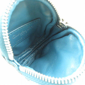 未使用 クリスチャンディオール カナージュ レザー シルバー金具 ブルー コインケース 0169 【中古】Christian Dior