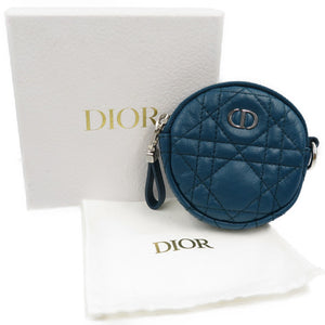未使用 クリスチャンディオール カナージュ レザー シルバー金具 ブルー コインケース 0169 【中古】Christian Dior