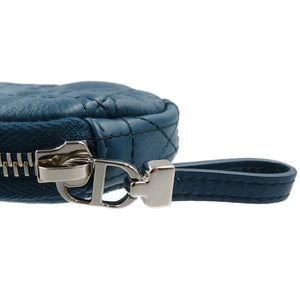 未使用 クリスチャンディオール カナージュ レザー シルバー金具 ブルー コインケース 0169 【中古】Christian Dior