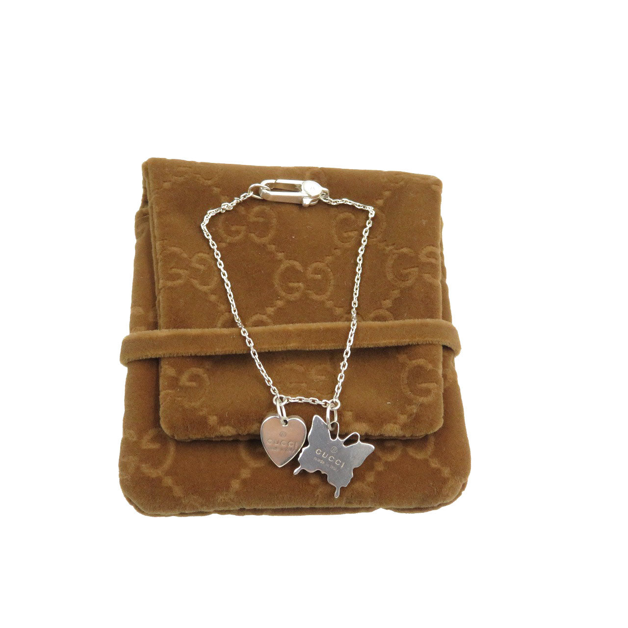 グッチ バタフライ ハート シルバー925 ブレスレット 0170【中古】GUCCI