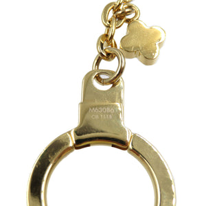 美品 ルイヴィトン M63086 ビジュー サック ジェンヌ ブルーミング フラワー メタル レザー ゴールド ブラウン ピンク キーホルダー 0172【中古】LOUIS VUITTON