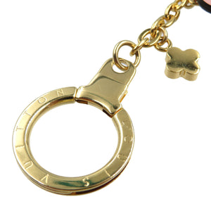 美品 ルイヴィトン M63086 ビジュー サック ジェンヌ ブルーミング フラワー メタル レザー ゴールド ブラウン ピンク キーホルダー 0172【中古】LOUIS VUITTON