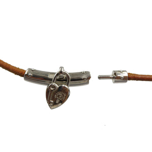 エルメス ヴィヴィリデ ハート レザー メタル ブラウン シルバー ブレスレット チョーカー 0174【中古】HERMES