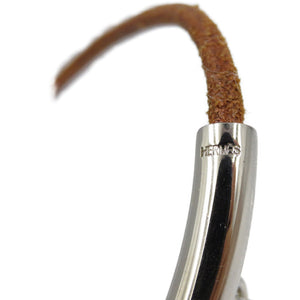 エルメス ヴィヴィリデ ハート レザー メタル ブラウン シルバー ブレスレット チョーカー 0174【中古】HERMES