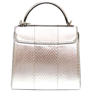 美品 サルヴァトーレ フェラガモ ボクシィズ ミディアム BOXYS FZ-21 1061 シルバー レザー 2WAY ハンドバッグ 0180 【中古】 Salvatore Ferragamo ボクシーズ