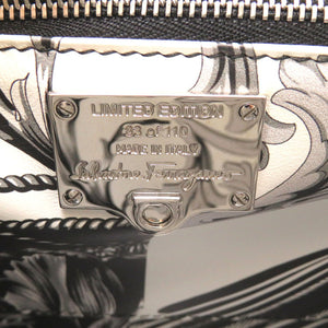 美品 サルヴァトーレ フェラガモ ボクシィズ ミディアム BOXYS FZ-21 1061 シルバー レザー 2WAY ハンドバッグ 0180 【中古】 Salvatore Ferragamo ボクシーズ