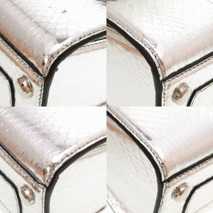 美品 サルヴァトーレ フェラガモ ボクシィズ ミディアム BOXYS FZ-21 1061 シルバー レザー 2WAY ハンドバッグ 0180 【中古】 Salvatore Ferragamo ボクシーズ