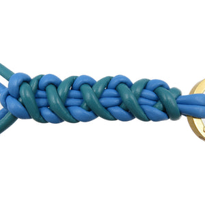 新品同様 ボッテガヴェネタ 編み込み レザー GP グリーン ブルー バッグチャーム キーホルダー 0181【中古】BOTTEGA BENETA