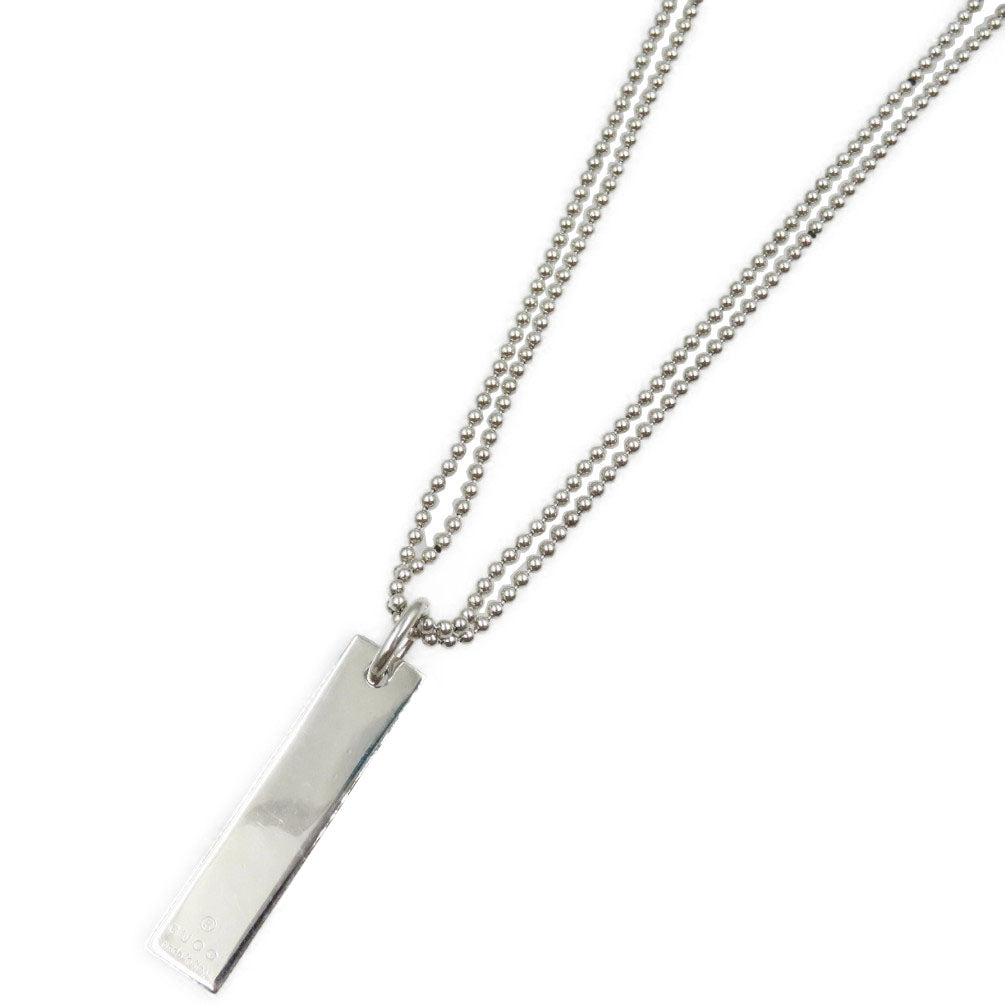 グッチ プレート ダブルチェーン シルバー925 ネックレス 0184【中古】GUCCI