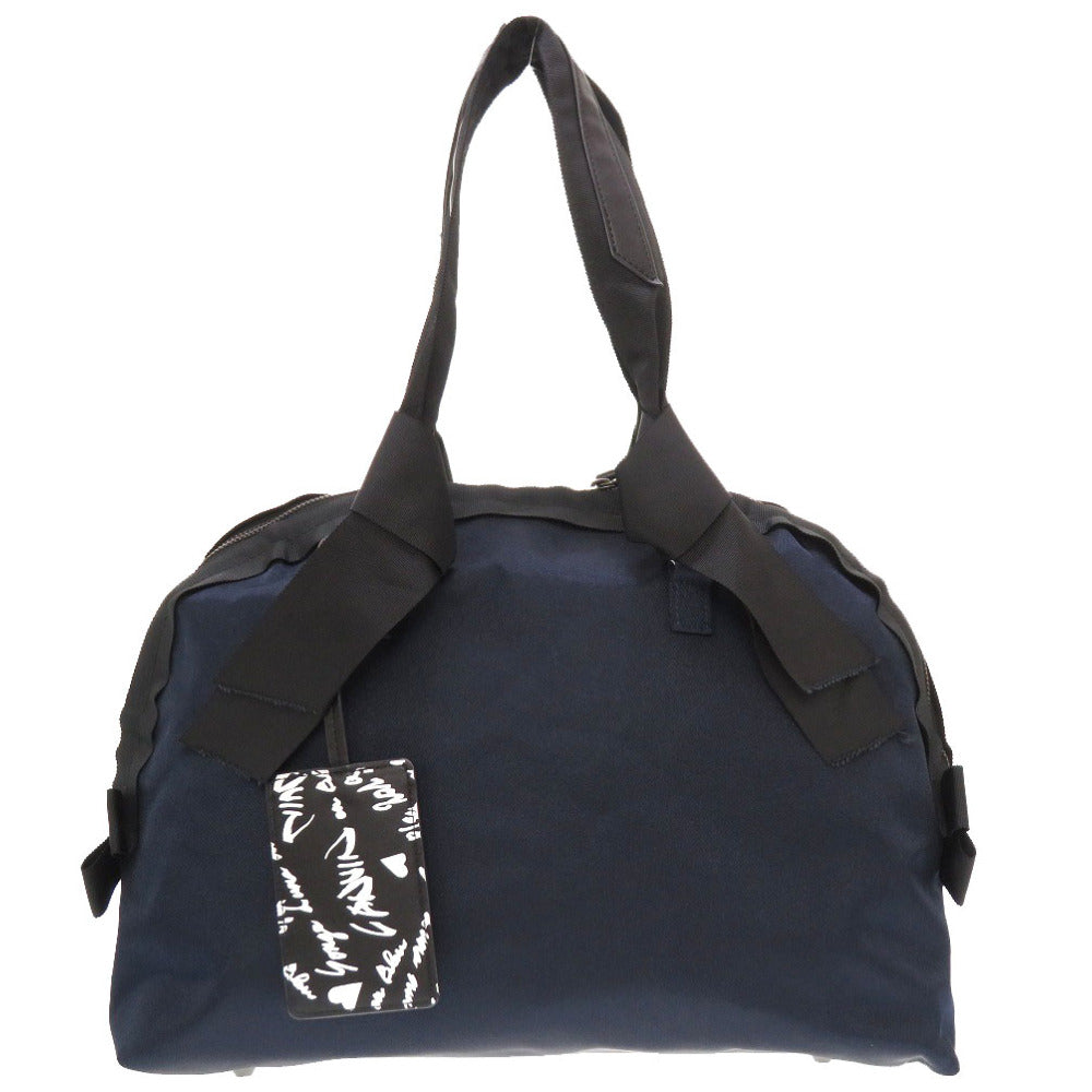 未使用 ランバン オンブルー リボン ナイロンキャンバス ネイビー ブラック ボストンバッグ ハンドバッグ 紺 黒 0186 【中古】 LANVIN en Bleu