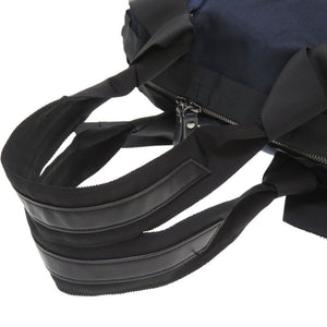 未使用 ランバン オンブルー リボン ナイロンキャンバス ネイビー ブラック ボストンバッグ ハンドバッグ 紺 黒 0186 【中古】 LANVIN en Bleu