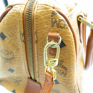 美品 エム・シー・エム モノグラム PVC ブラウン ゴールド金具 2WAY ハンドッバッグ ショルダーバッグ 0188【中古】MCM