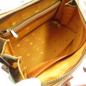 美品 エム・シー・エム モノグラム PVC ブラウン ゴールド金具 2WAY ハンドッバッグ ショルダーバッグ 0188【中古】MCM