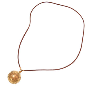 美品 エルメス ソディアック 1999年限定 地球儀 天体ボール メタル レザー ゴールド ネックレス アクセサリー 0199 【中古】 HERMES