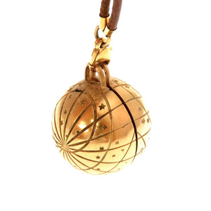 美品 エルメス ソディアック 1999年限定 地球儀 天体ボール メタル レザー ゴールド ネックレス アクセサリー 0199 【中古】 HERMES