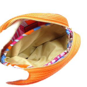 未使用 エミリオプッチ ストロー ナイロン ゴールド金具 オレンジ マルチカラー ポーチ クラッチバッグ 0202【中古】EMILIO PUCCI