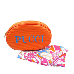 未使用 エミリオプッチ ストロー ナイロン ゴールド金具 オレンジ マルチカラー ポーチ クラッチバッグ 0202【中古】EMILIO PUCCI