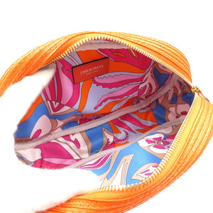 未使用 エミリオプッチ ストロー ナイロン ゴールド金具 オレンジ マルチカラー ポーチ クラッチバッグ 0202【中古】EMILIO PUCCI