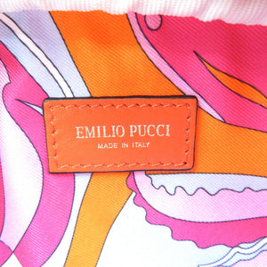 未使用 エミリオプッチ ストロー ナイロン ゴールド金具 オレンジ マルチカラー ポーチ クラッチバッグ 0202【中古】EMILIO PUCCI