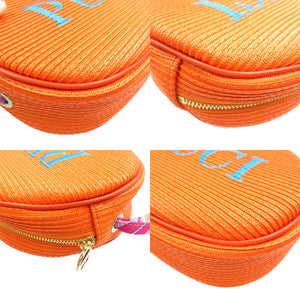未使用 エミリオプッチ ストロー ナイロン ゴールド金具 オレンジ マルチカラー ポーチ クラッチバッグ 0202【中古】EMILIO PUCCI