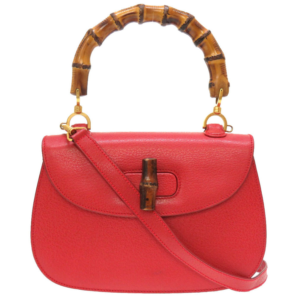 美品 グッチ バンブー レッド 000 1227 2WAY ハンドバッグ バッグ 赤 0205 【中古】 GUCCI