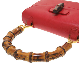 美品 グッチ バンブー レッド 000 1227 2WAY ハンドバッグ バッグ 赤 0205 【中古】 GUCCI