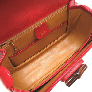 美品 グッチ バンブー レッド 000 1227 2WAY ハンドバッグ バッグ 赤 0205 【中古】 GUCCI
