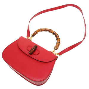 美品 グッチ バンブー レッド 000 1227 2WAY ハンドバッグ バッグ 赤 0205 【中古】 GUCCI