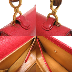 美品 グッチ バンブー レッド 000 1227 2WAY ハンドバッグ バッグ 赤 0205 【中古】 GUCCI
