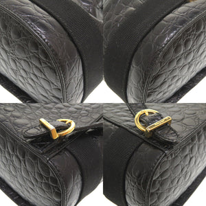 美品 サルヴァトーレ フェラガモ ヴァラリボン 型押しレザー ブラック ゴールド金具 BZ-21 5676 リュックサック バックパック 黒 0208 【中古】 Salvatore Ferragamo