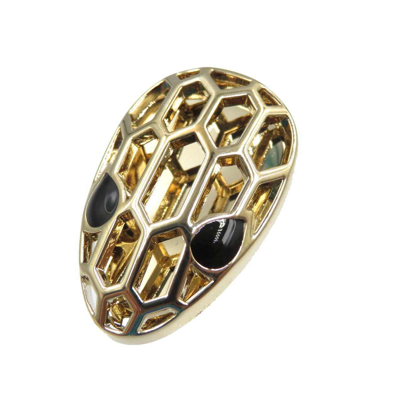 未使用 ブルガリ セルペンティ スネークヘッド メタル ゴールド ブラック スカーフリング 0210【中古】BVLGARI