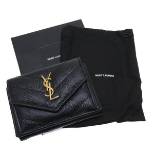 未使用 サンローラン パリ モノグラム サンローラン タイニー ウォレット レザー ブラック 602791 三つ折り財布 財布 黒 0218 【中古】 SAINT LAURENT PARIS